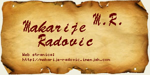Makarije Radović vizit kartica
